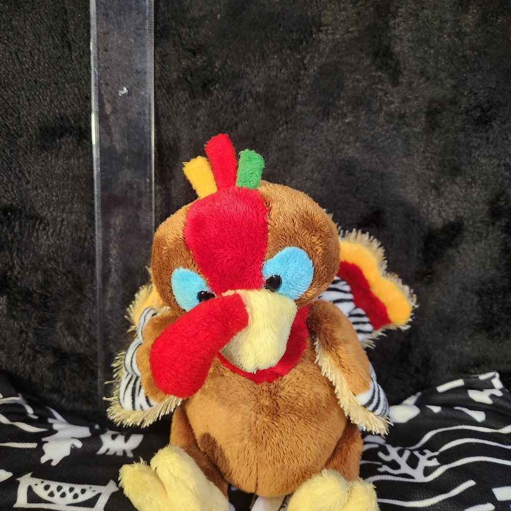 Colorful Plush Turkey Toy for Small Pets